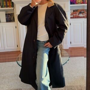 Vintage 70s Navy Trench Corduroy Collar Saxton Hall